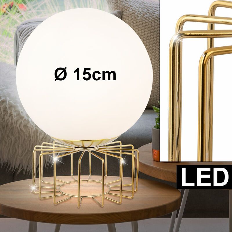 

Lámpara de mesa retro con diseño de celosía, lámpara de lectura de bola de cristal para sala de estar, ópalo en un juego que incluye bombillas LED