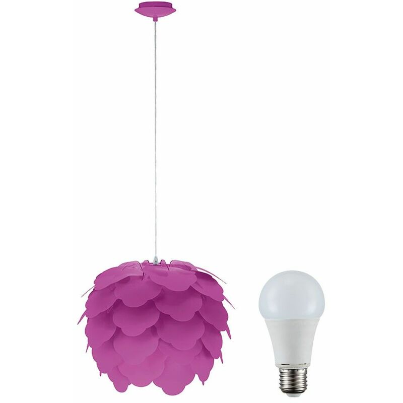 

Lámpara colgante de techo de péndulo de diseño luminaria violeta en un juego que incluye bombillas LED de 10W