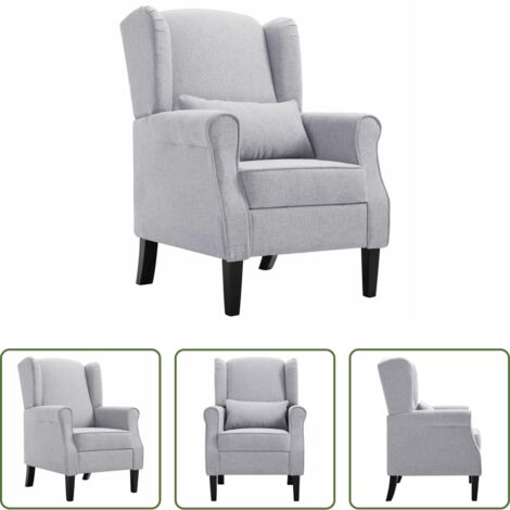Diseño elegante -  Sillón de tela gris claro