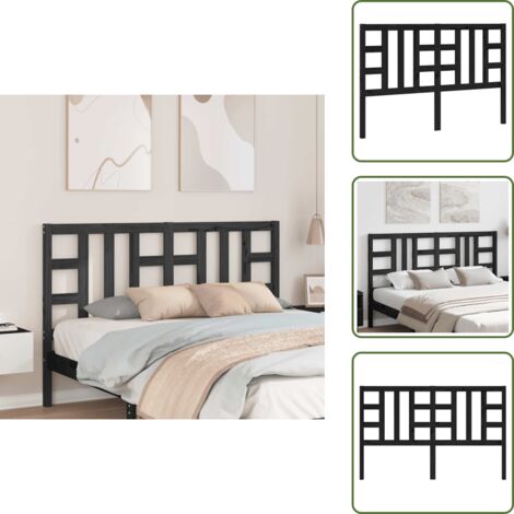 Diseño elegante - vidaXL Cabecero de cama madera maciza de pino negro 166x4x100 cm - Soporte para espalda