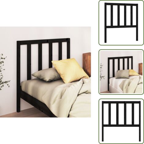 Diseño elegante - vidaXL Cabecero de cama madera maciza de pino negro 81x4x100 cm - Soporte para la espalda