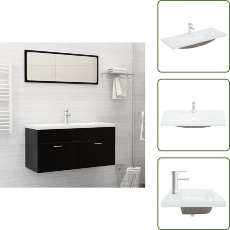 Diseño elegante - vidaXL Lavabo empotrado con grifo cerámica blanco 101x39x18 cm - Lavabo blanco