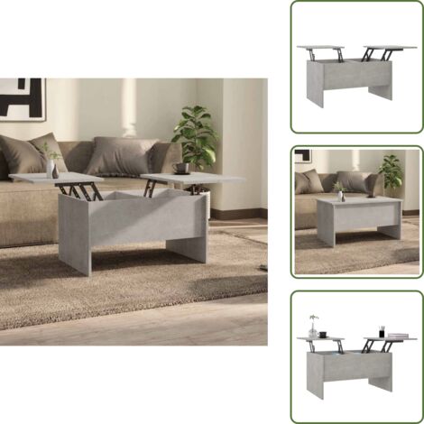 Diseño elevable - vidaXL Mesa de centro madera de ingeniería gris hormigón 80x50x42,5 cm - Mesa de salón