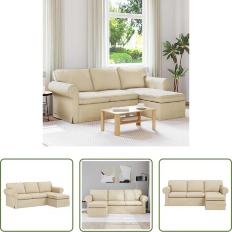 Diseño ergonómico -  Sofá Crema 215 x 138 x 80 cm tela