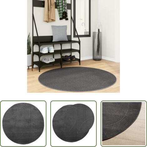 Diseño escandinavo -  Alfombra de pelo corto look escandinavo IZA antracita Ø 120 cm