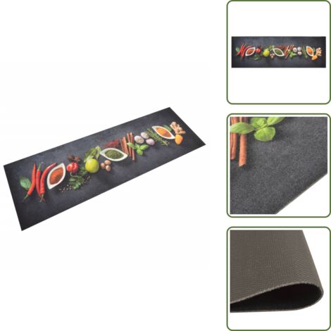 Diseño especias - vidaXL Alfombra de cocina lavable terciopelo dibujo especias 60x180 cm - Cocina