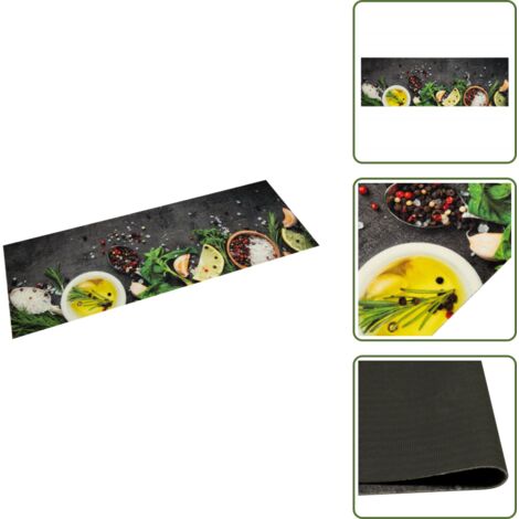 Diseño especias - vidaXL Alfombra de cocina lavable terciopelo dibujo especias 60x180 cm - Cocina