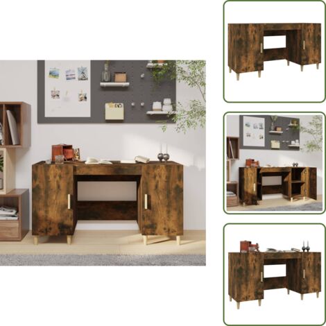 Diseño minimalista - vidaXL Escritorio madera contrachapada roble ahumado 140x50x75 cm - Escritorio de madera