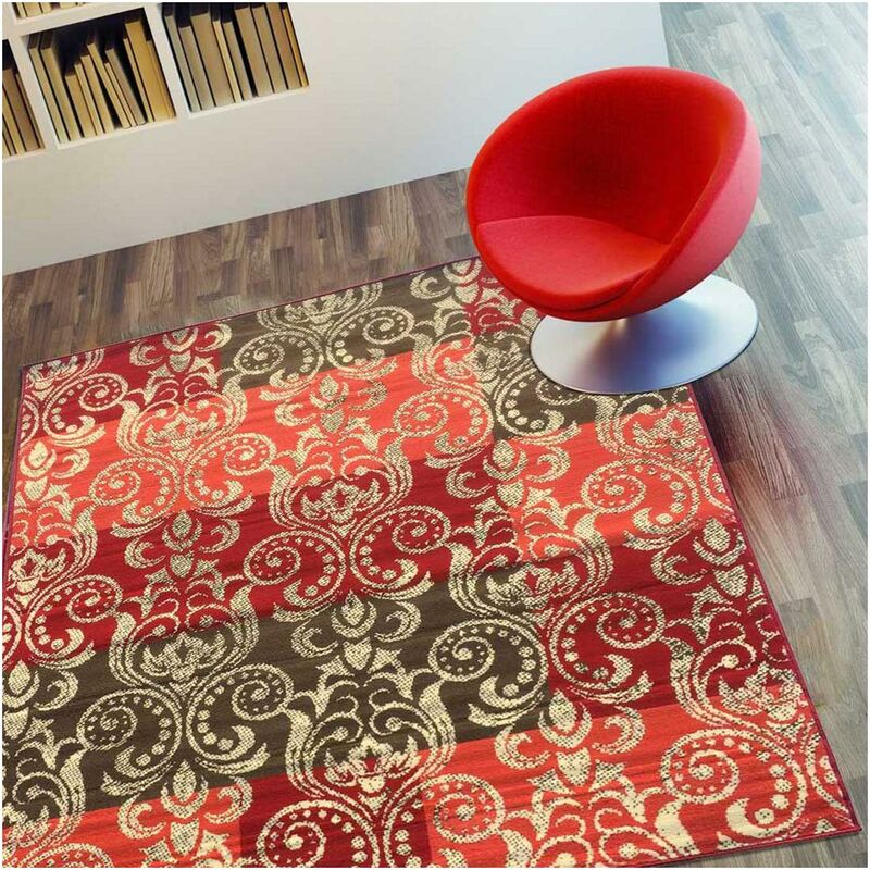 

diseño moderno alfombra 60x110 cm rectangular BC Baroka Entrada Rojo adecuado para calefacción por suelo radiante - Rouge