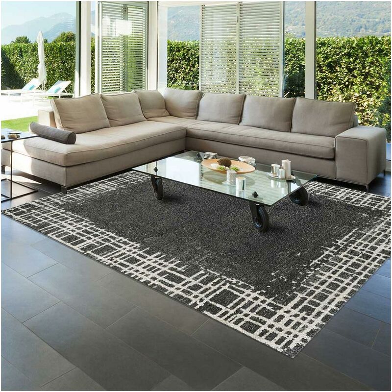 

diseño moderno alfombra 80x150 cm rectangular KLN MEDAS Habitación Gris adecuado para calefacción por suelo radiante - Gris