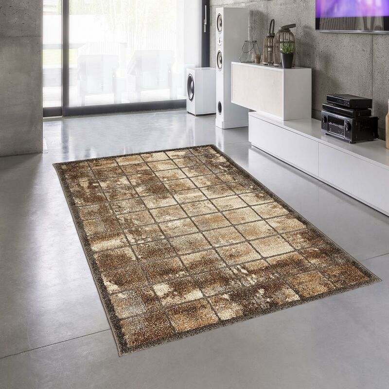 

diseño moderno alfombra 80x150 cm rectangular NATURAL CARRACT Habitación Gris adecuado para calefacción por suelo radiante - Gris