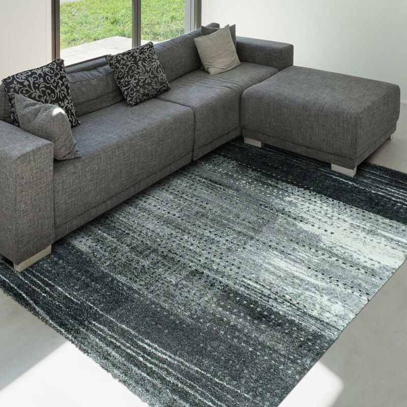 

Moderna alfombra Parma 2 hecha de polipropileno gris. - Gris