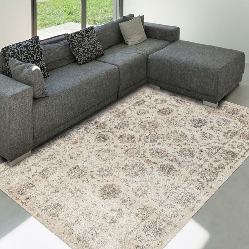 

diseño moderno alfombra 80x150 cm rectangular TR GIORGIA 3 Habitación Crema adecuado para calefacción por suelo radiante - Crème