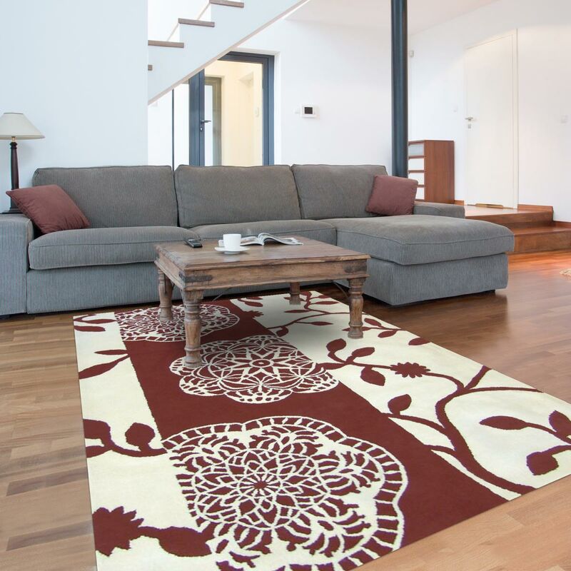 

diseño moderno de la manta 200x300 cm rectangular CAMINO Brown comedor Handtuft - Marron