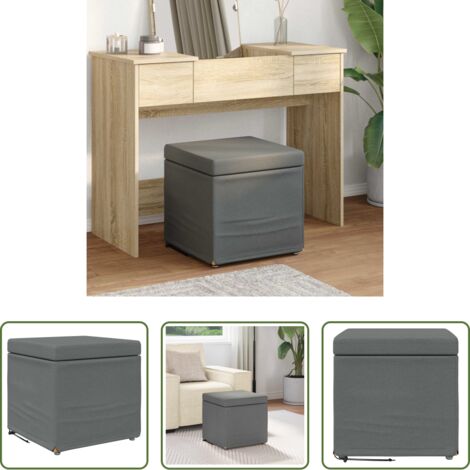Diseño moderno -  Taburete Gris oscuro 41 x 41 x 40 cm Tela y Madera Ingeniería