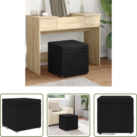Diseño moderno -  Taburete Negro 41 x 41 x 40 cm Tela y Madera Ingeniería