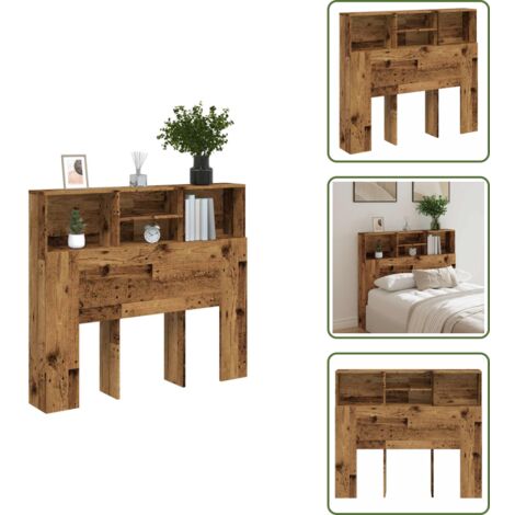 Diseño moderno - vidaXL Cabecero armario madera ingeniería envejecida 120x19x103,5 cm - Mueble dormitorio