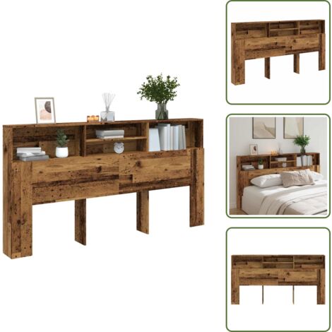 Diseño moderno - vidaXL Cabecero armario madera ingeniería envejecida 200x19x103,5 cm - Muebles dormitorio