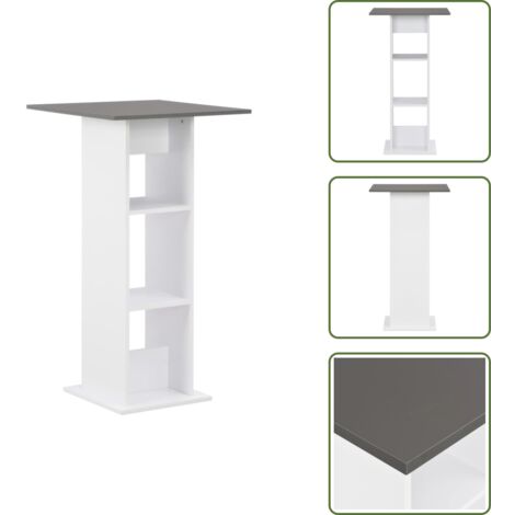 Diseño moderno - vidaXL Mesa alta de cocina blanco y gris antracita 60x60x110 cm - Madera contrachapada