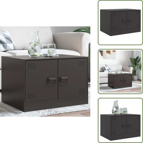 Diseño moderno - vidaXL Mesa de centro acero negro 67x50x44 cm - Mueble de TV