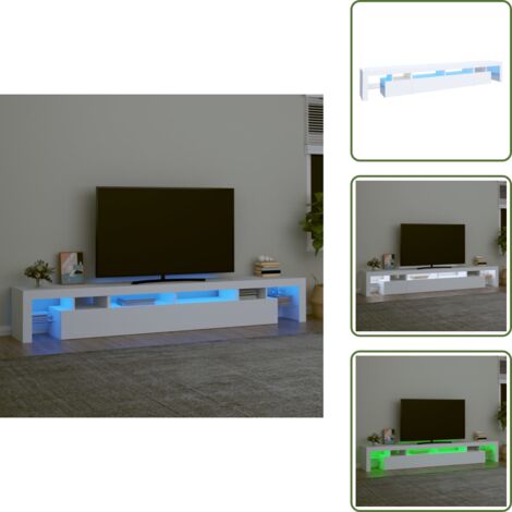 Diseño moderno - vidaXL Mueble de TV con luces LED blanco 260x36,5x40 cm - Madera contrachapada