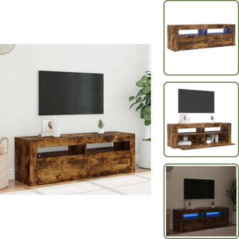 Diseño moderno - vidaXL Mueble de TV con luces LED color roble ahumado 120x35x40 cm - Almacenamiento