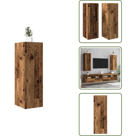 Diseño moderno - vidaXL Muebles de TV 2 uds madera ingeniería envejecida 30,5x30x90 cm - Almacenamiento