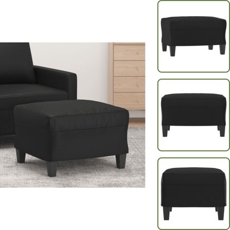 Diseño moderno - vidaXL Reposapiés de cuero sintético negro 60x50x41 cm - Taburete
