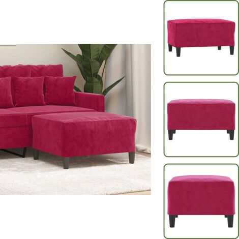 Diseño moderno - vidaXL Reposapiés de terciopelo rojo tinto 70x55x41 cm - Asiento adicional