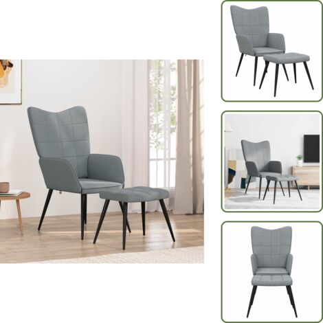 Diseño moderno - vidaXL Silla de relajación con reposapiés tela gris claro - Silla de comedor