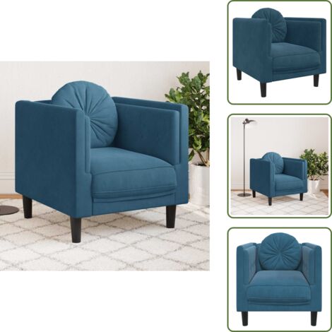 Diseño moderno - vidaXL Sillón con cojín terciopelo azul - Sofá con cojín