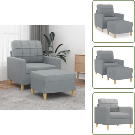 Diseño moderno - vidaXL Sillón con taburete tela gris claro 60 cm - Tela gris claro