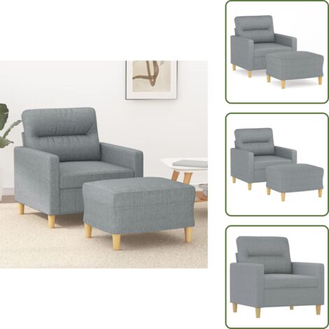 Diseño moderno - vidaXL Sillón con taburete tela gris claro 60 cm - Tela gris claro