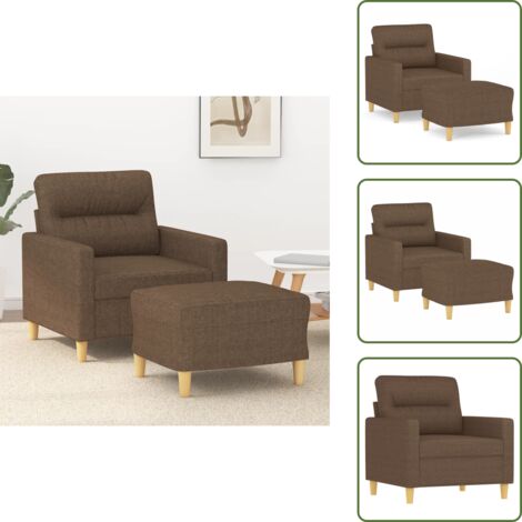 Diseño moderno - vidaXL Sillón con taburete tela marrón 60 cm - Tela marrón