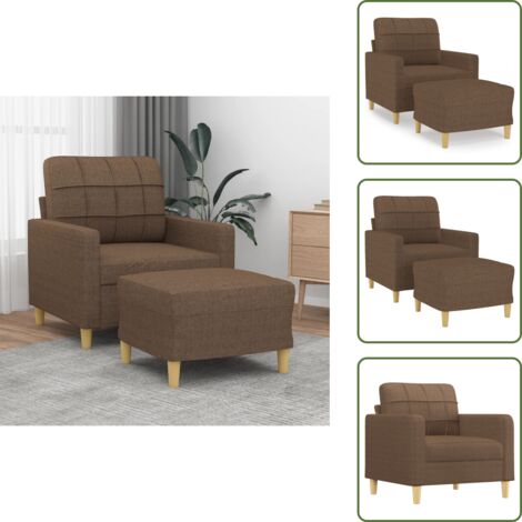 Diseño moderno - vidaXL Sillón con taburete tela marrón 60 cm - Tela marrón