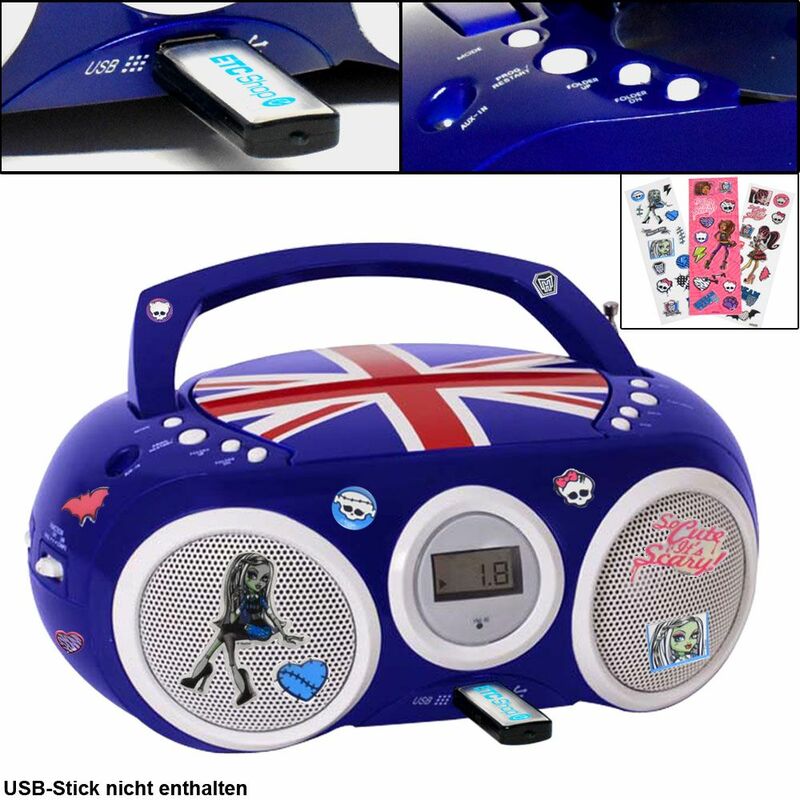 

Diseño musical con CD Radio USB acondicionado muchachos niños Sala de Música Big Ben CD32 Union Jack AZUL