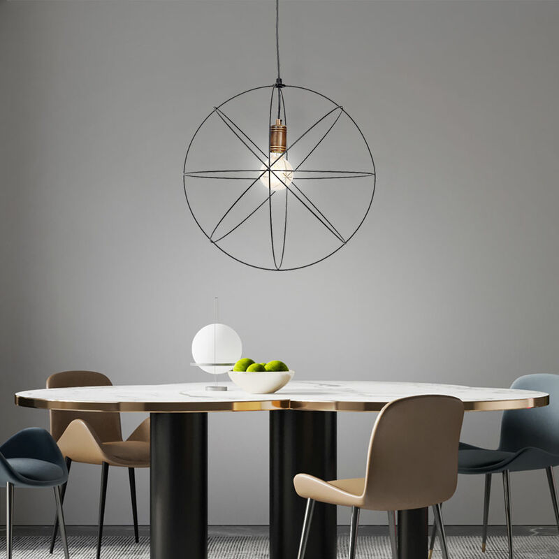 

Anillo de diseño retro colgante lámpara de techo filamento negro sala de estar comedor luz colgante en un juego que incluye bombillas LED