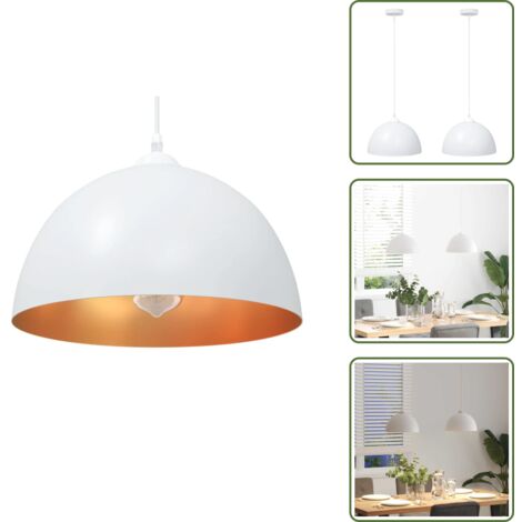Diseño retro - vidaXL Lámparas colgantes 2 uds regulable en altura E27 blanco Ø 30 cm - Iluminación en cocina