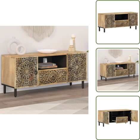 Diseño retro - vidaXL Mueble de TV madera maciza de mango 105x33x46 cm - Mueble de madera