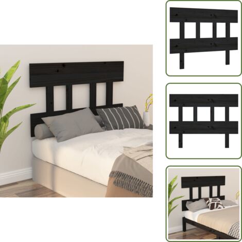 Diseño rústico - vidaXL Cabecero de cama madera maciza de pino negro 103,5x3x81 cm - Soporte para la espalda