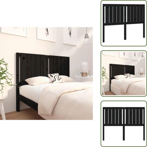 Diseño rústico - vidaXL Cabecero de cama madera maciza de pino negro 125,5x4x100 cm - Soporte para la espalda