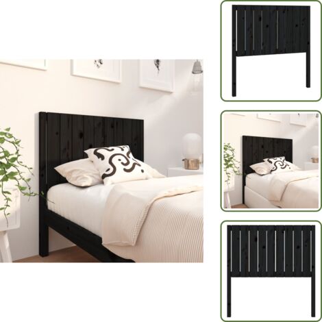 Diseño rústico - vidaXL Cabecero de cama madera maciza de pino negro 95,5x4x100 cm - Soporte para espalda