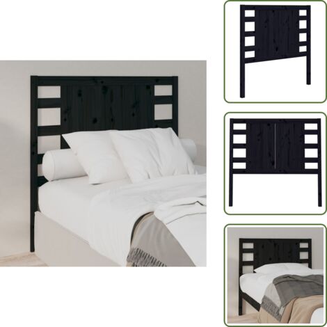 Diseño rústico - vidaXL Cabecero madera maciza de pino negro 81x4x100 cm - Cabecero de cama macizo