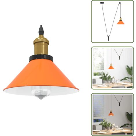 Diseño vintage - vidaXL Lámpara colgante regulable altura E27 naranja brillante Ø 22cm - Lámpara de cocina