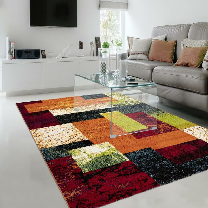 

Diseño abstracto Alfombra Diseño de pelo plano, compuesto por diferentes bloques de colores Alfombras de alfombras de alfombras o dormitorio en