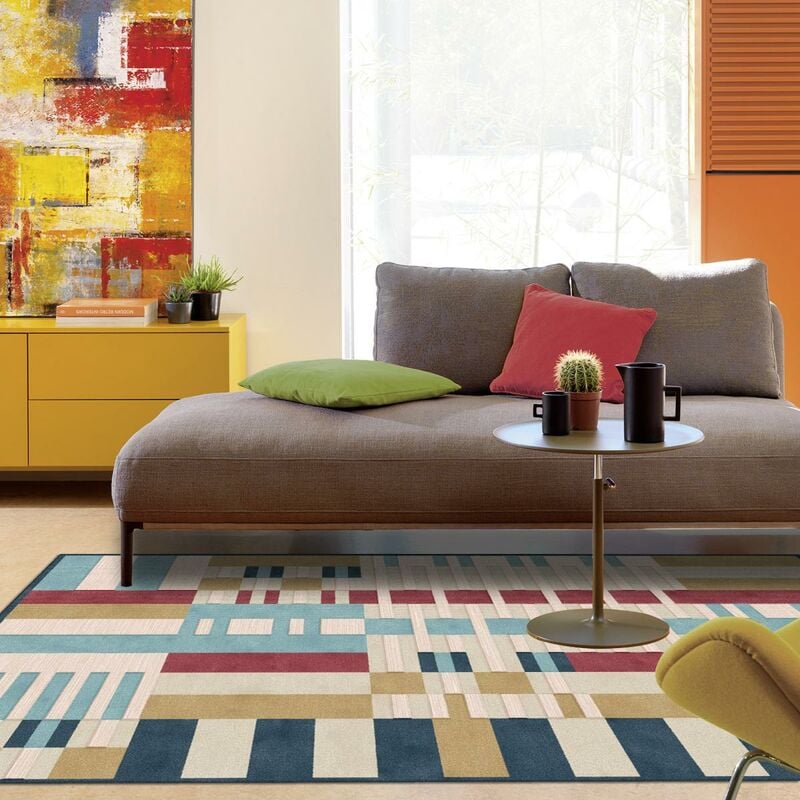

Diseño alfombra 120x170 cm rectangular y moderna RETRO REC multisala viscosa - Multicolore