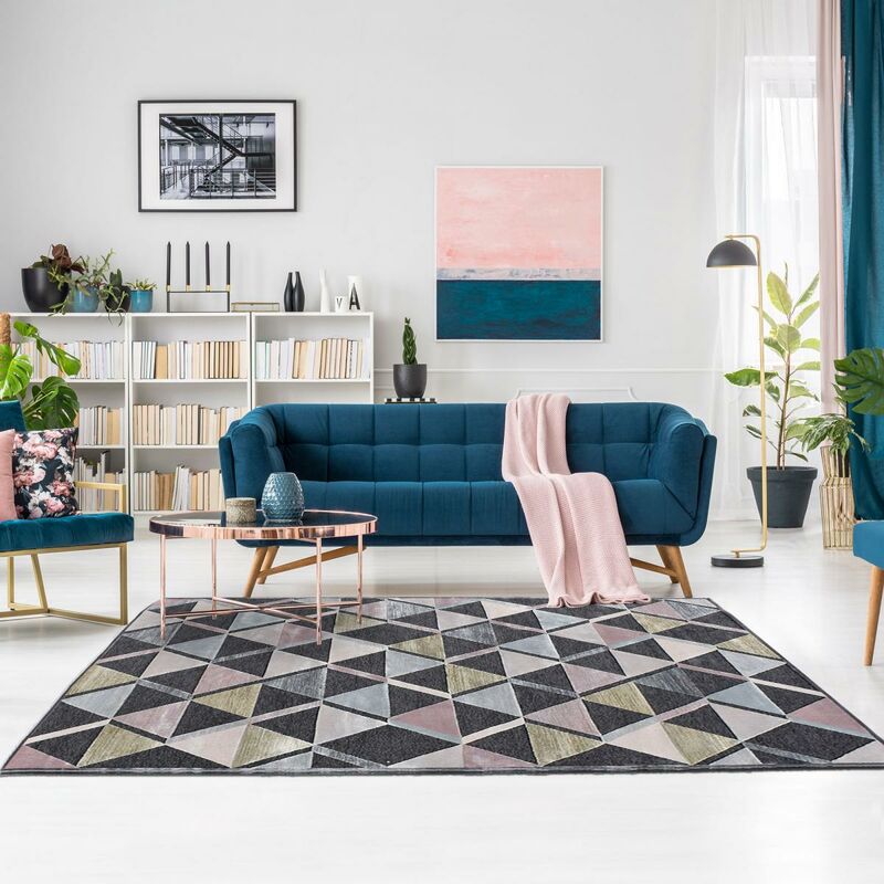 

Diseño alfombra 120x170 cm rectangular y SCANDSTYLE moderna habitación gris viscosa - Gris