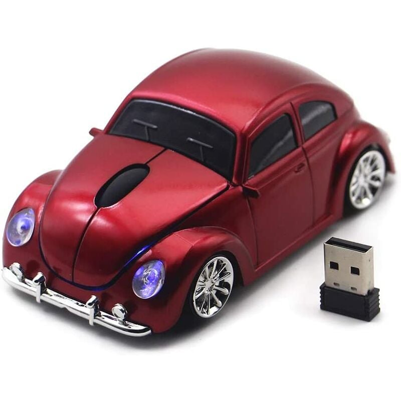 

Diseño de 10 para VW Car Mouse Wireless Laptop Mouse Mouse de computadora de escritorio con receptor USB de 2.4GHz LED faro (rojo)