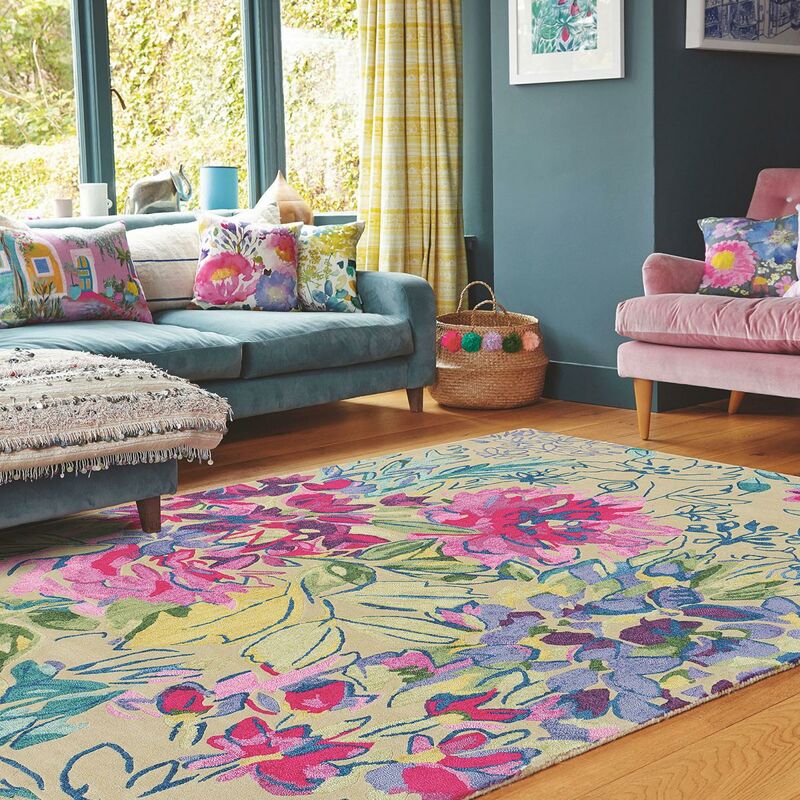 

Bluebellgray - Diseño de alta calidad Tatbury prado BBG 1A2T Patrón de flores hecho a mano Hecho a mano Sala de estar o habitación en UnAmourDeTapis