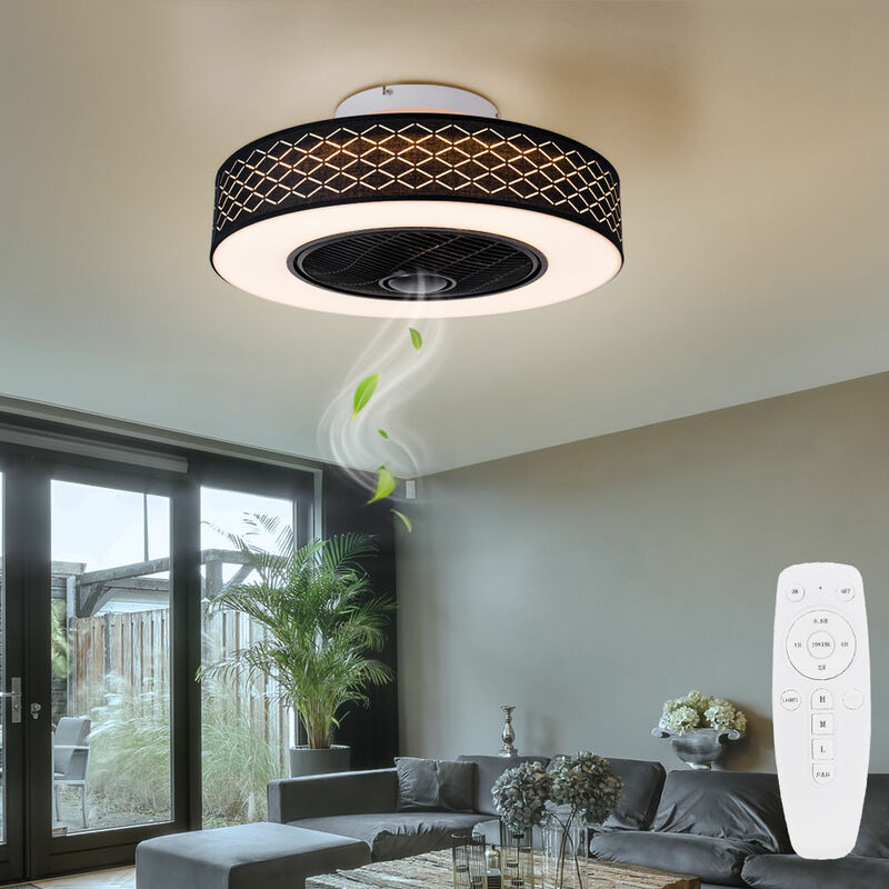 

Diseño LED lámpara de techo ventilador ventilador enfriador control remoto enfriador de 3 etapas ambientador ligero negro-dorado